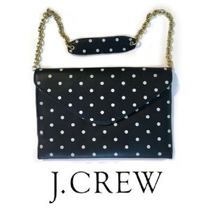 J. CREW Leather Polka Dot Shoulder Bag Clutch